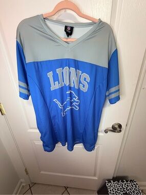 NFL Detroit Lions Blue and Gray Men's Mesh Jersey